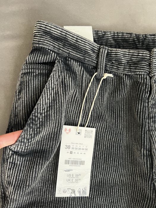 Zara spodnie sztruksowe Carrot fit rozm 38 szare