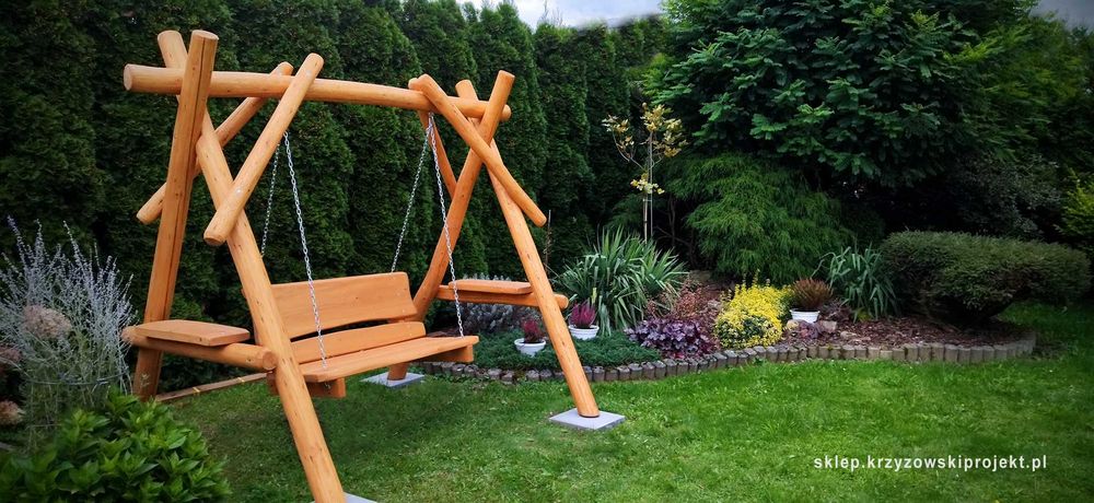 Huśtawka z bali, huśtawka ogrodowa, huśtawka drewniana, meble-ogrodowe