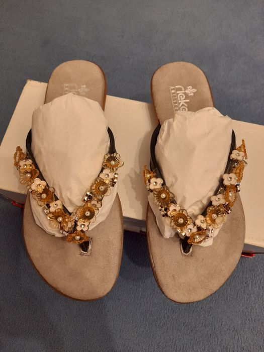 Rieker Damskie japonki ze skóry naturalnej roz-37.