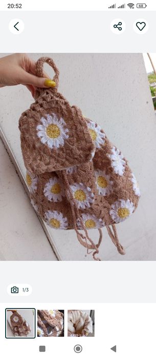 Plecak na szydełku handmade vintage