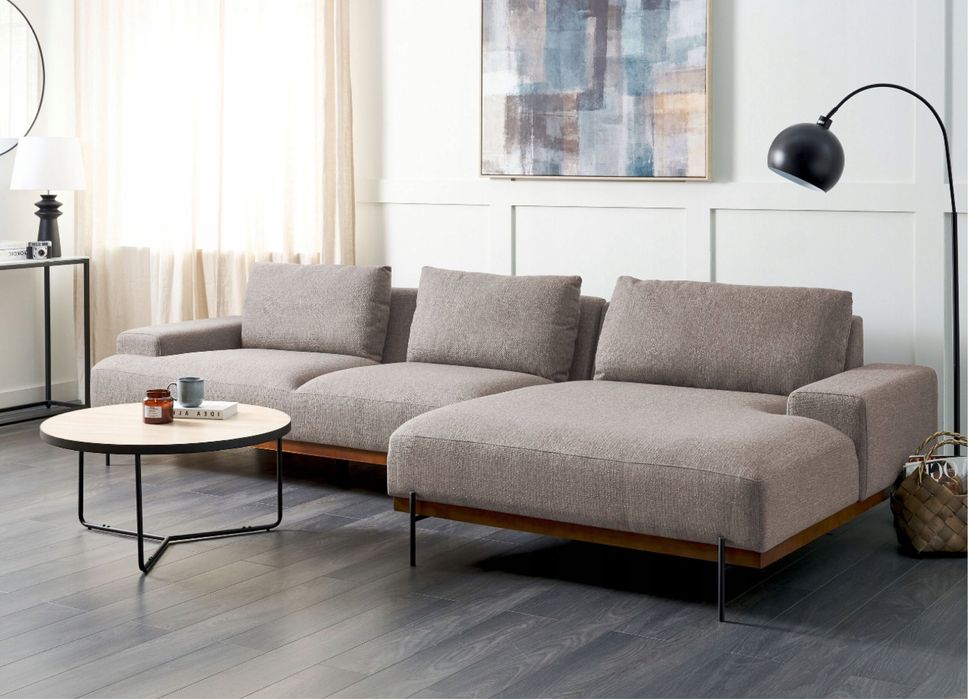 Narożnik lewy sofa 3-osobowa jasnobrązowy