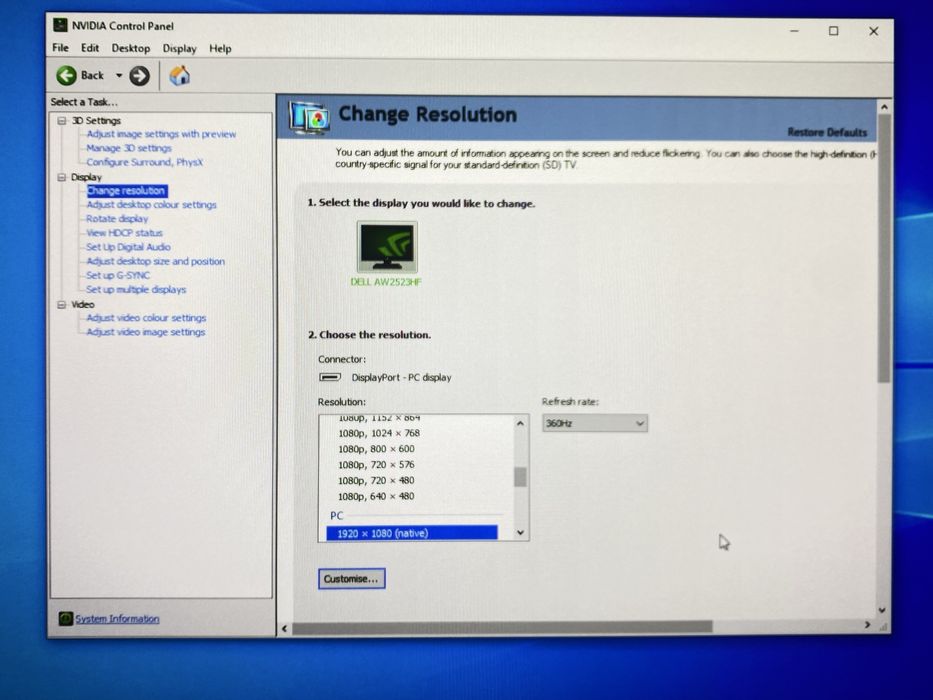 Alienware aw2523hf 360hz