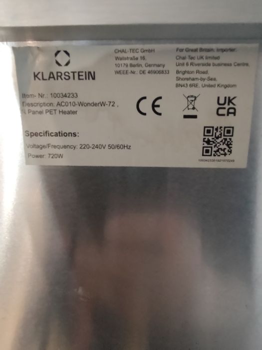 Klarstein grzejnik na podczerwień 720W