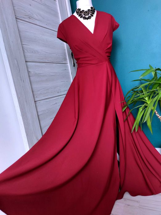 długa gładka suknia sukienka balowa wieczorowa rozmiar 46 3xl