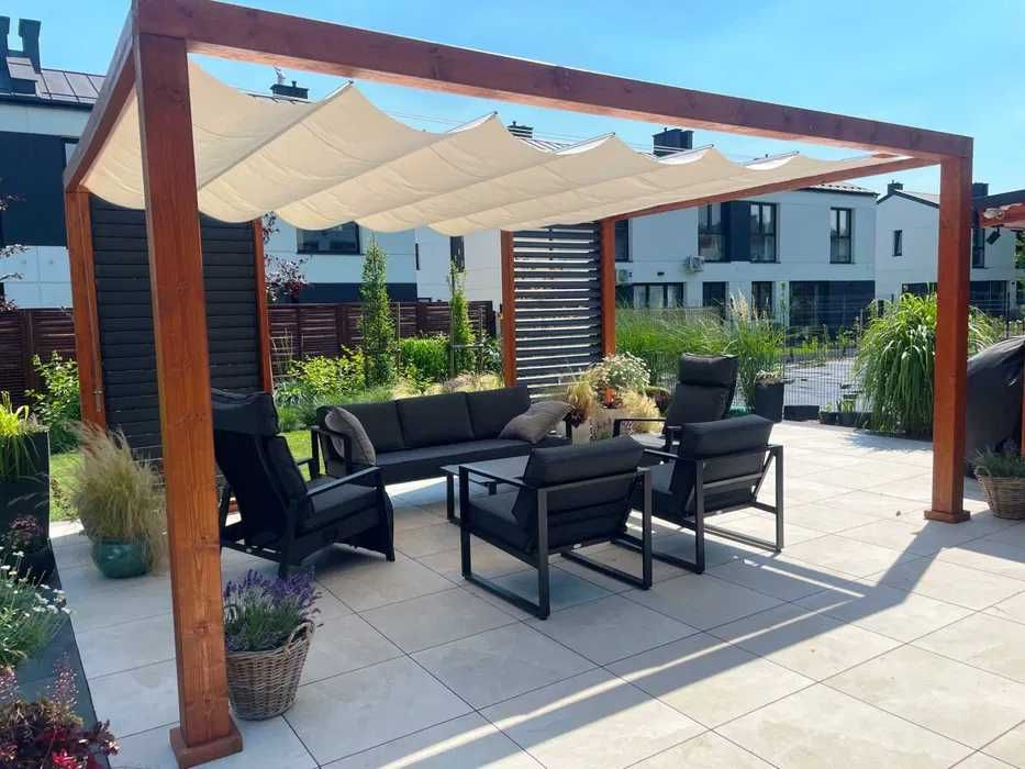 Drewniana pergola, wiata, taras, BSH, drewno klejone, krótkie terminy