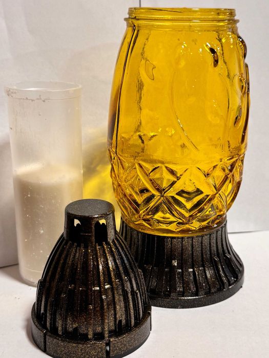 Znicz szklany Wielkanoc jajko żółty ok 21,5cm