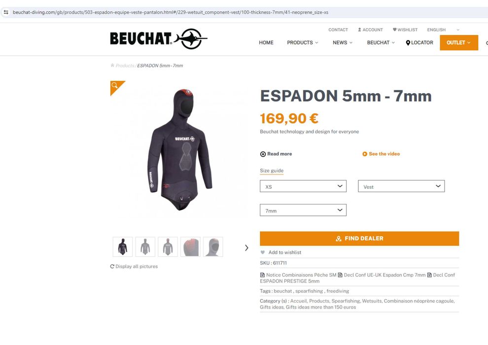 Casaco de mergulho Beuchat