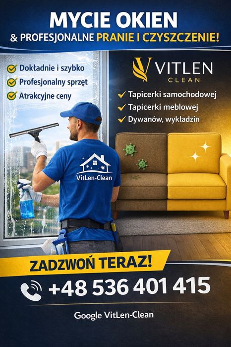 Pranie Tapicerki meblowej,Dywanów,Wykładzin biurowych,Mycie okien