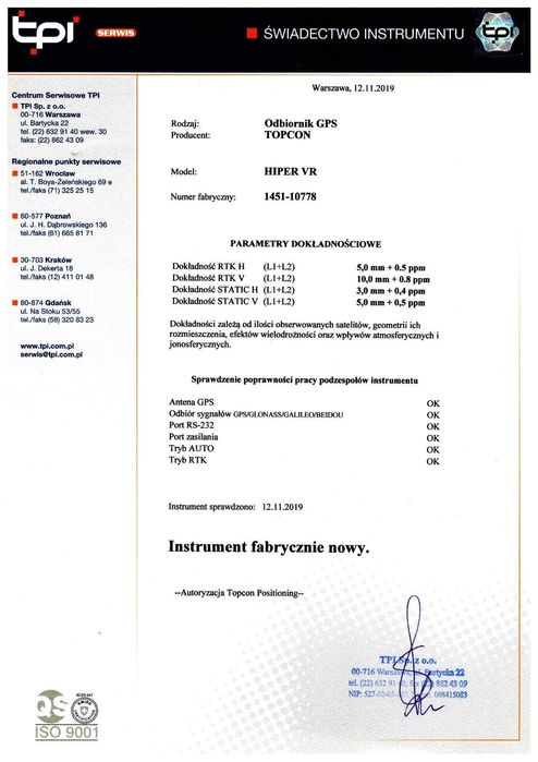 Topcon Hiper VR Odbiornik GNSS GPS + Kontroler Gratis