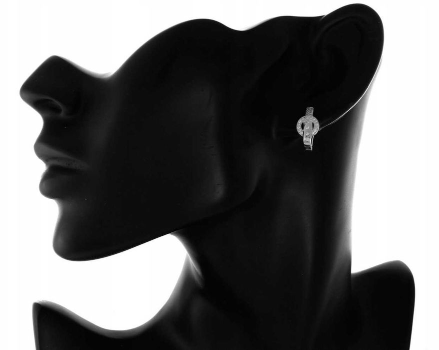 SREBRNE Kolczyki Klamra Do Paska Z CYRKONIAMI SREBRO pr.925