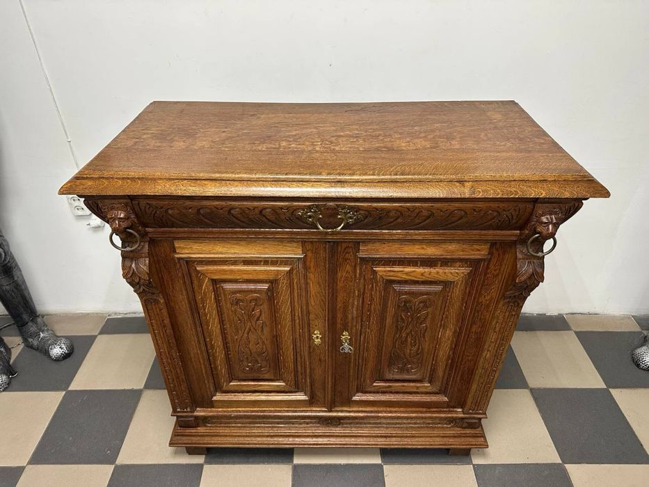 Різьблений високий комод шафа тумба дерево шкаф 4100