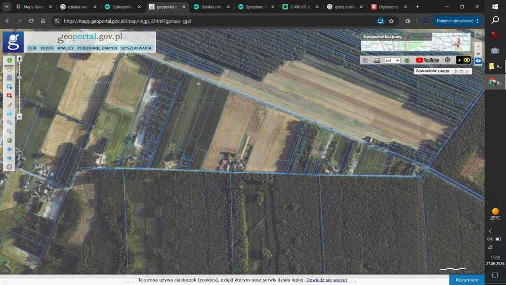 Działka rolna 5 i 6 klasy z WZ (bezterminowe) - pow. 7153m2