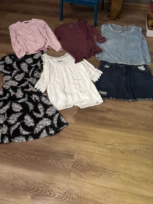 Paka ubrań letnich S/M bardzo dobry stan Zara Szachownica Esmara i inne