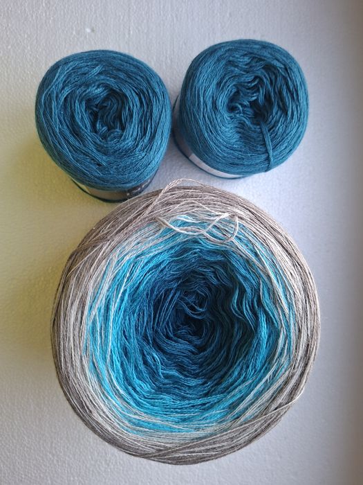 Włóczka Kokonek Merino 596 Mroźna kraina 1400m + 2x Mono Petrol Merino (Zestaw)