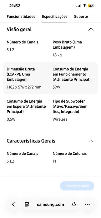 Samsung Soundbar Q800B 540W 5.1.2 Dolby Atmos – Nova (na caixa)