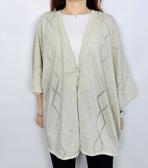 Beżowy kardigan z paskami 4XL 48