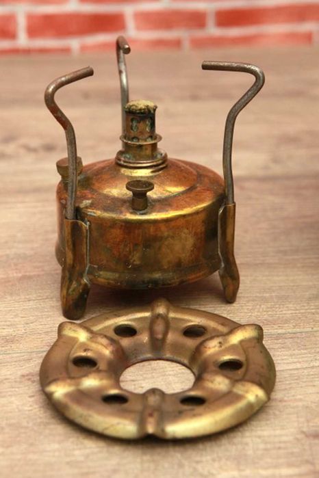 Antigo Fogareiro Portátil em Latão com Caixa Original