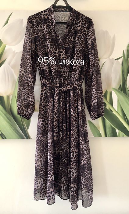 Sukienka midi wiskoza panterka Italy XS S M