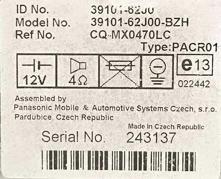 Rádio / Auto Rádio 39101-62J0 - SUZUKI SWIFT III