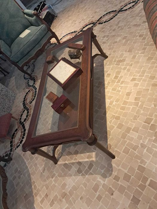 Mesa de Centro de Sala de Madeira e Vidro