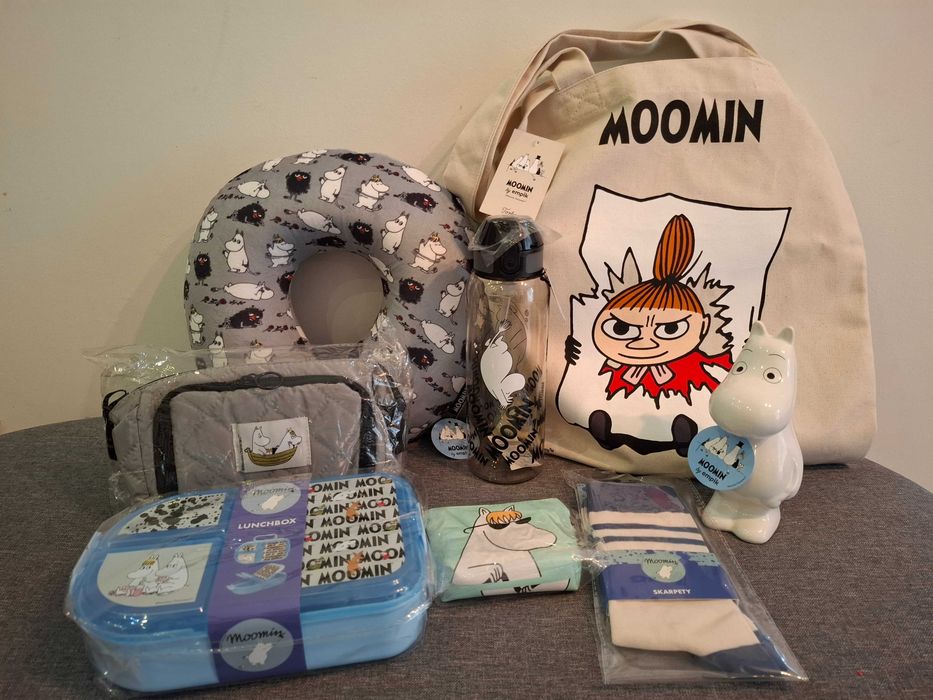 Moomin Migotka Poduszka Podróżna 8 szt skarbonka torba kosmetyczka