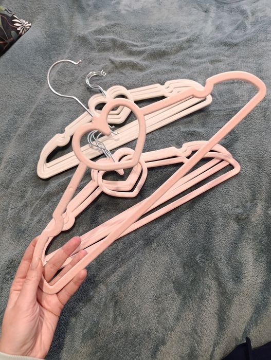 Набір 10 шт плічка тремпель вішак плечика Серце оксамитові флоковані