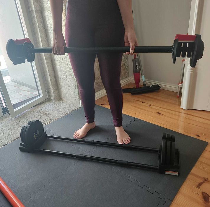 Kit de Pesos Ajustáveis 3 em 1 (20kg) Yourfit - Barra / Haltere / Kettlebell (Como Novo c/ Caixa)