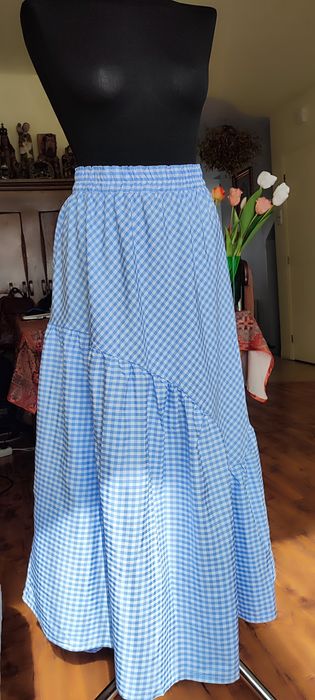 Maxi spódnica błękitna kratka. XL, M