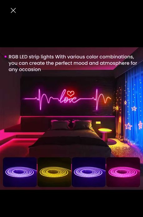RGB LED Neon Rope Lights 15M, Cont de Sincro de Música com App/Remoto