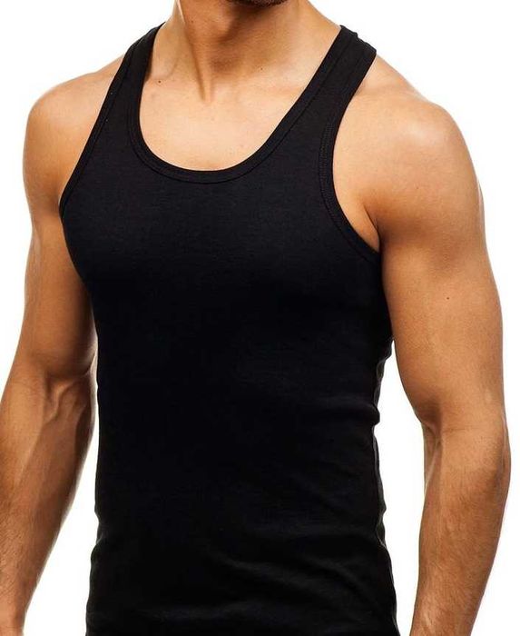 2x Podkoszulek Męski czarny 100 % bawełna od M do 3XL.