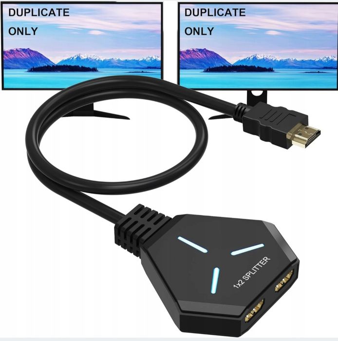 Rozdzielacz Splitter HDMI 1x2 Full HD 4K Duplikacja Obrazu Nowy