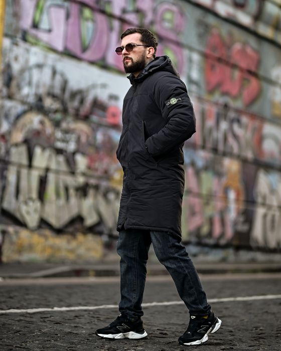 Стильная зимняя куртка мужская, парка, зимова куртка чоловіча чорна