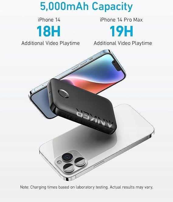 Powerbank ładowarka bezprzewodowa Anker 5000 mAh czarny USB C IPhone