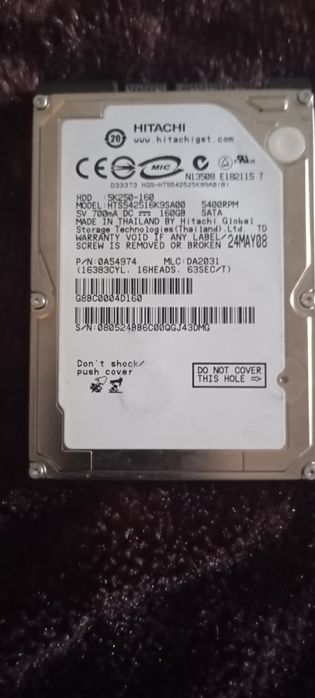 Disco rígido hd hitachi 160g