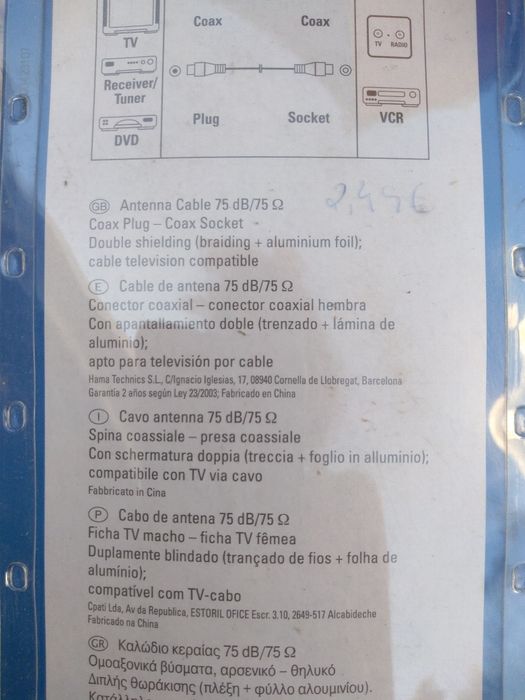 cabo de antena ainda embalado