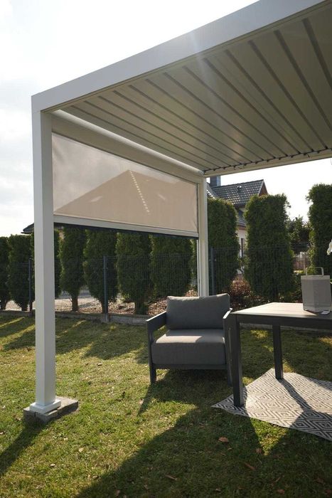 Pergola Tarasowa Ogrodowa Aluminium LED Automat Roleta