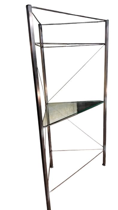 Estante de esquina inox e vidro