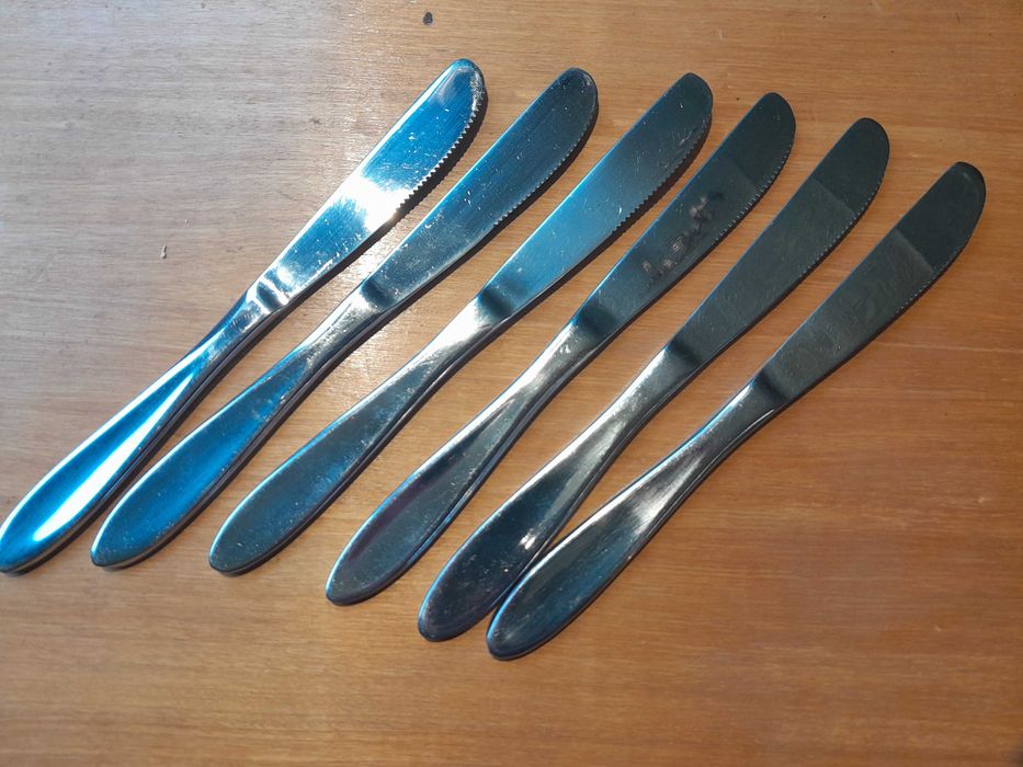 Stare noże obiadowe sztućce stal nierdzewna 6 sztuk