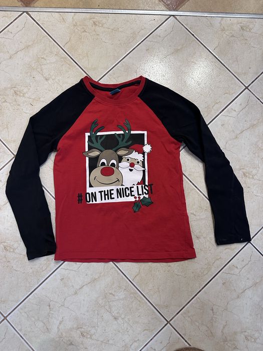 Spodnie bluzka mikolaj mikolajki swieta boze narodzenie 7/8 lat