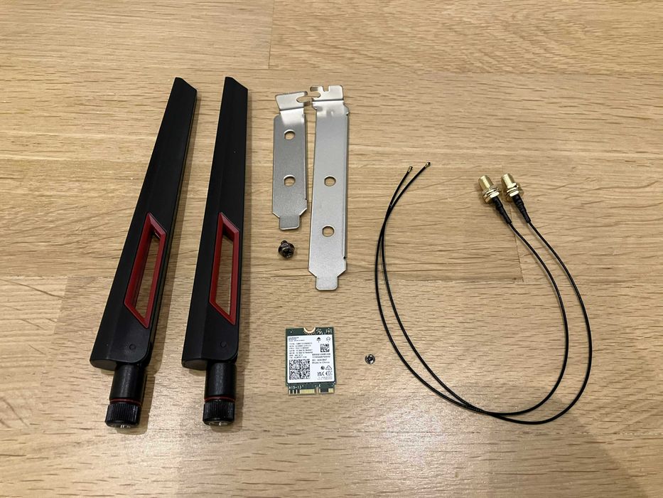 Karta sieciowa Wi-Fi 7 Intel BE200 + mocne anteny 12dBi Bluetooth 5.4