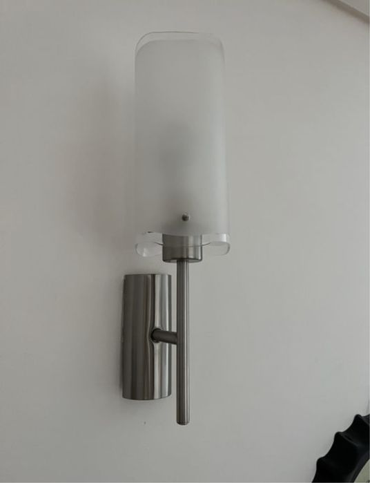 Candeeiro de vidro e aço inoxidavel! Otimo estado