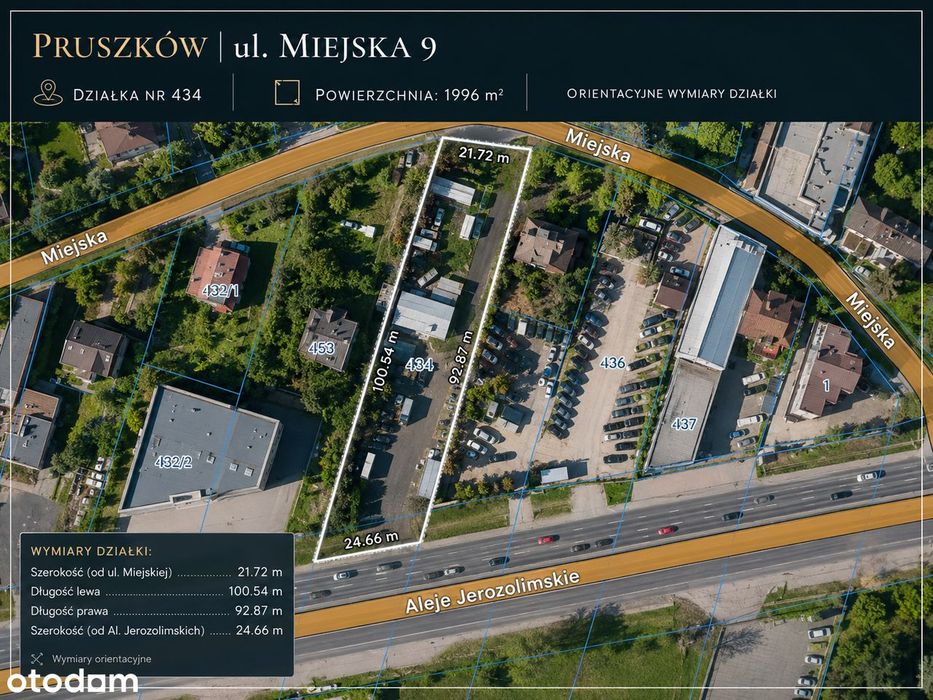 Działka inwestycyjna przylegająca do Alej Jerozolimskich - 2 WZ