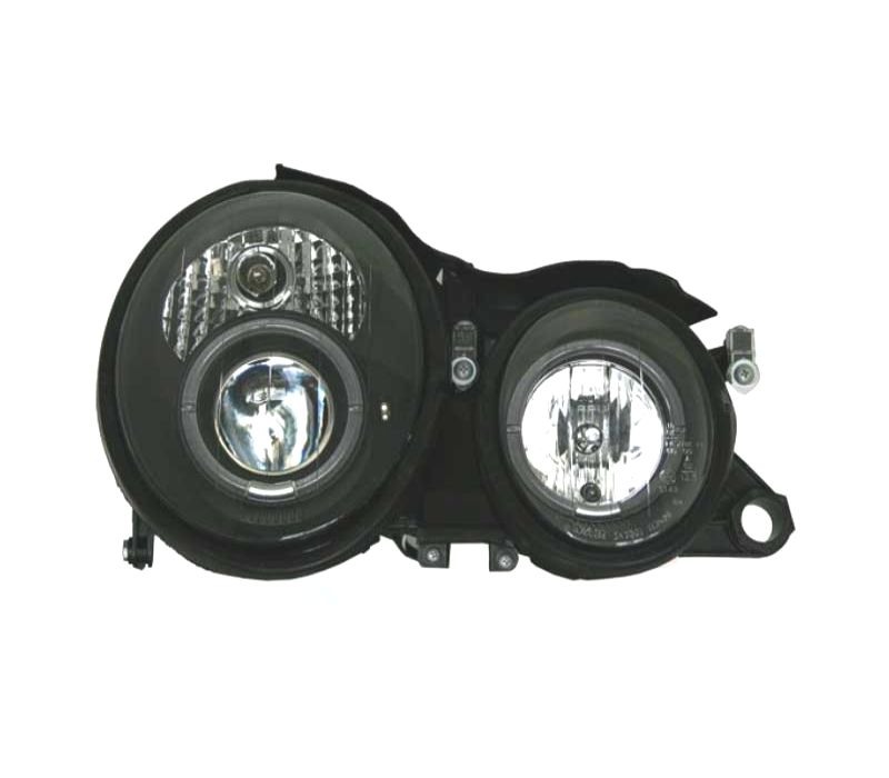 FARÓIS FRONTAIS ANGEL EYES MERCEDES CLK W208. FUNDO PRETO