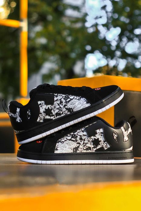 Кожаные кроссовки DC Shoes Court Graffik чорні кросівки дс корт графік
