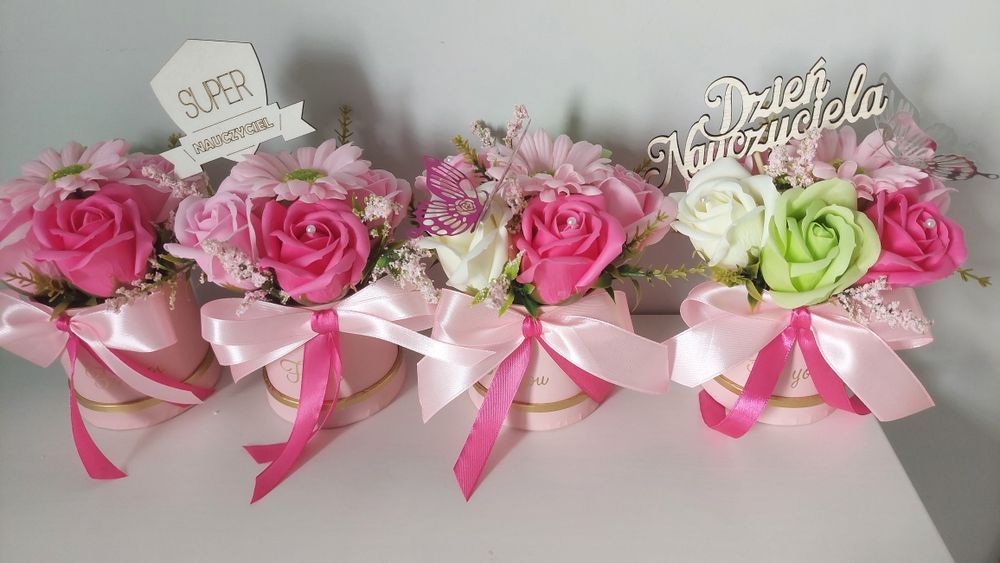 Mydlane kwiaty box Dzień Babci