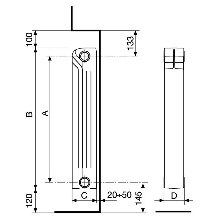 Радіатор біметалевий Fondital Alustal 500/100 10 секцій
