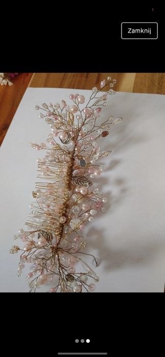 Grzebień ślubny ozdoba na włosy hand made nowa