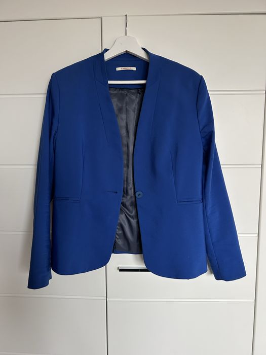Niebieska kobaltowa elegancka marynarka żakiet Camaieu 40