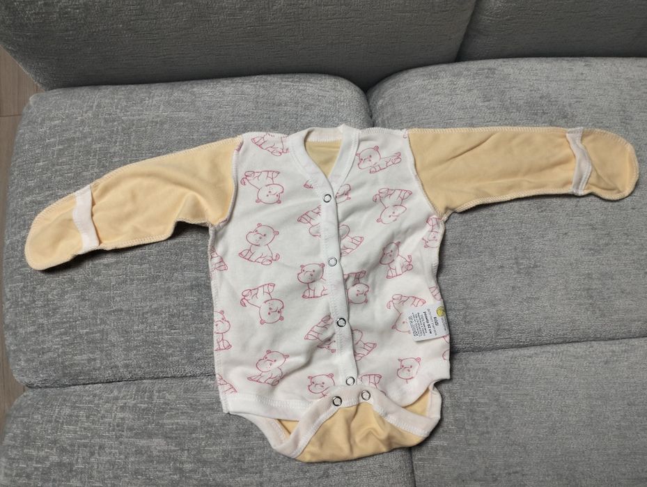 Боди с длинным рукавом для новорожденных размер 62 см