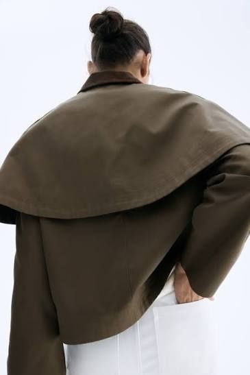 Kurtka z peleryna h&m viralowa xs 34 khaki Nowa kolekcja